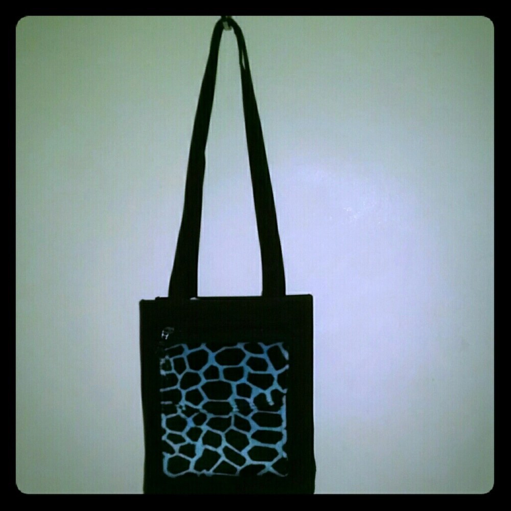 Vintage Black Shoulder Handbag Purse Faux Fur Animal Print Accent.